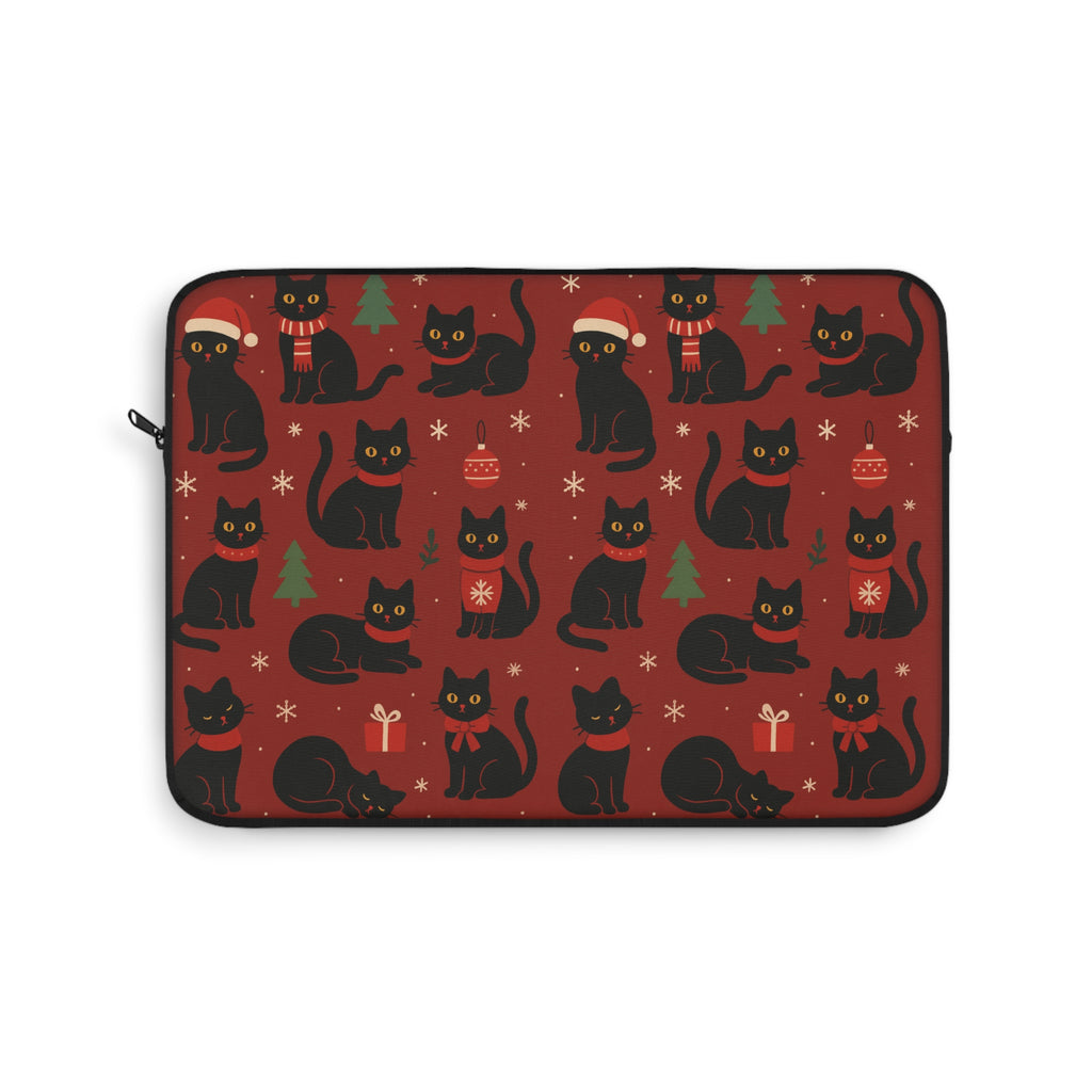 Christmas Black Cat Laptop Sleeve