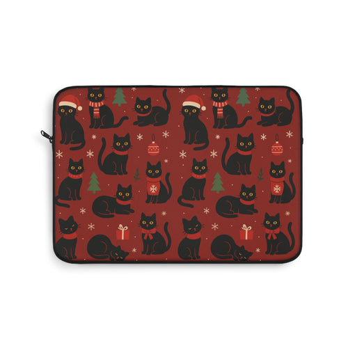 Christmas Black Cat Laptop Sleeve