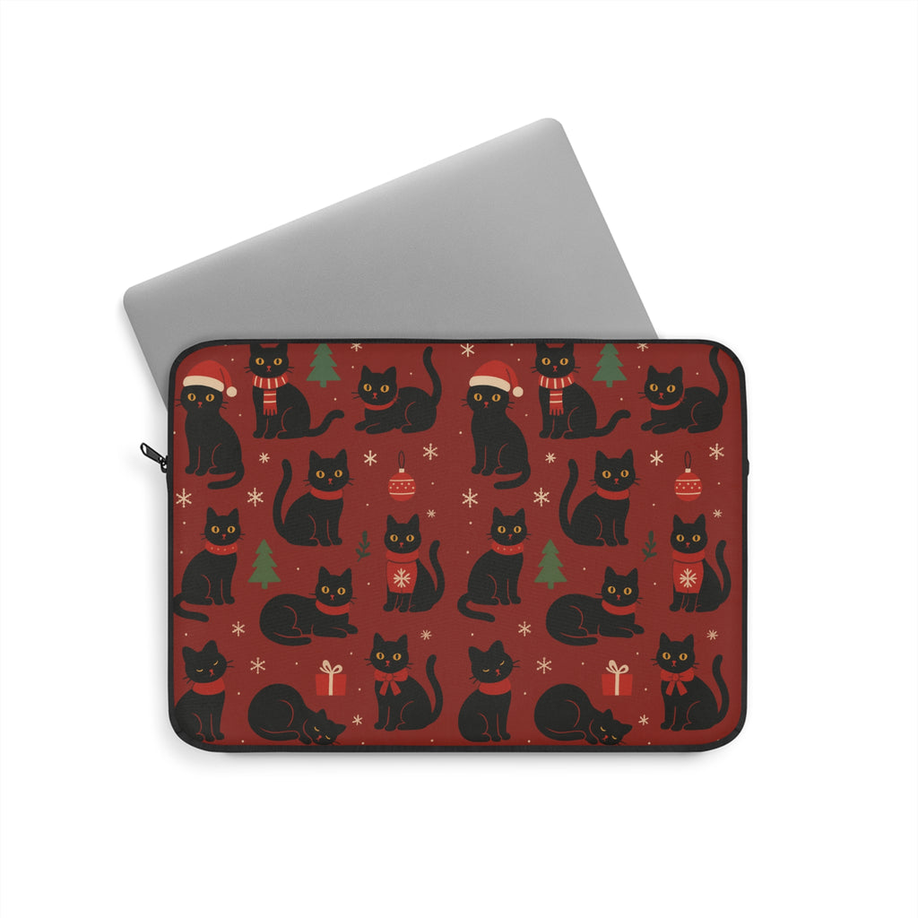 Christmas Black Cat Laptop Sleeve