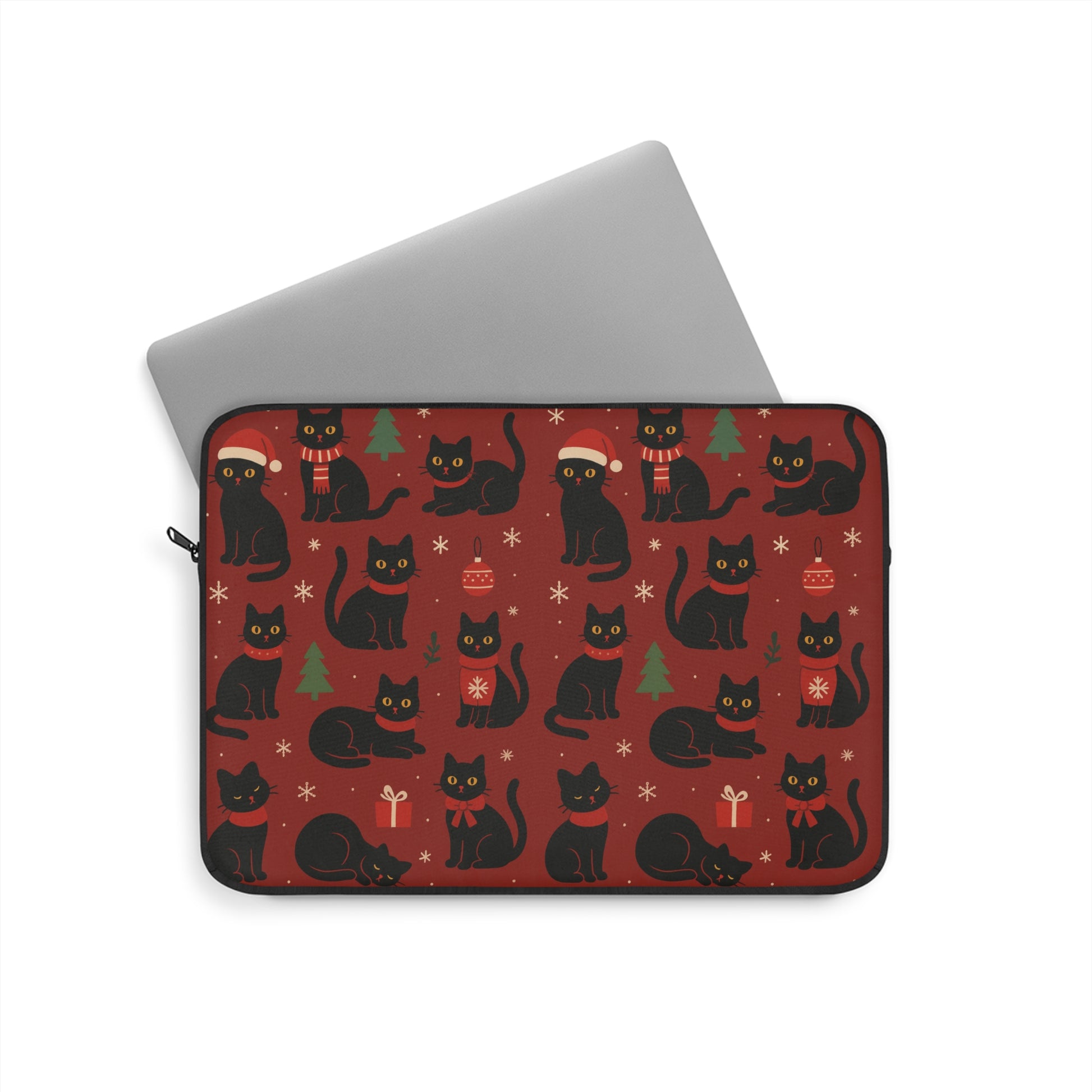 Christmas Black Cat Laptop Sleeve