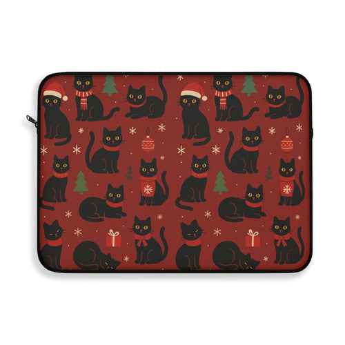 Christmas Black Cat Laptop Sleeve