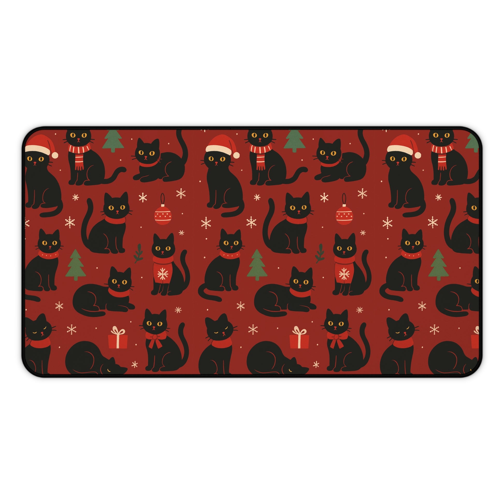 Christmas Black Cat Mouse Pad