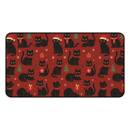 Christmas Black Cat Mouse Pad