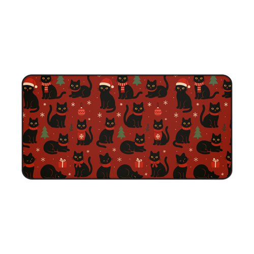 Christmas Black Cat Mouse Pad