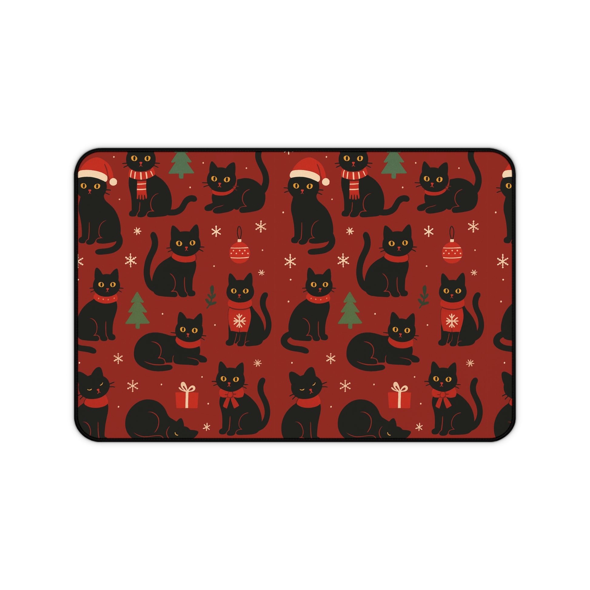 Christmas Black Cat Mouse Pad