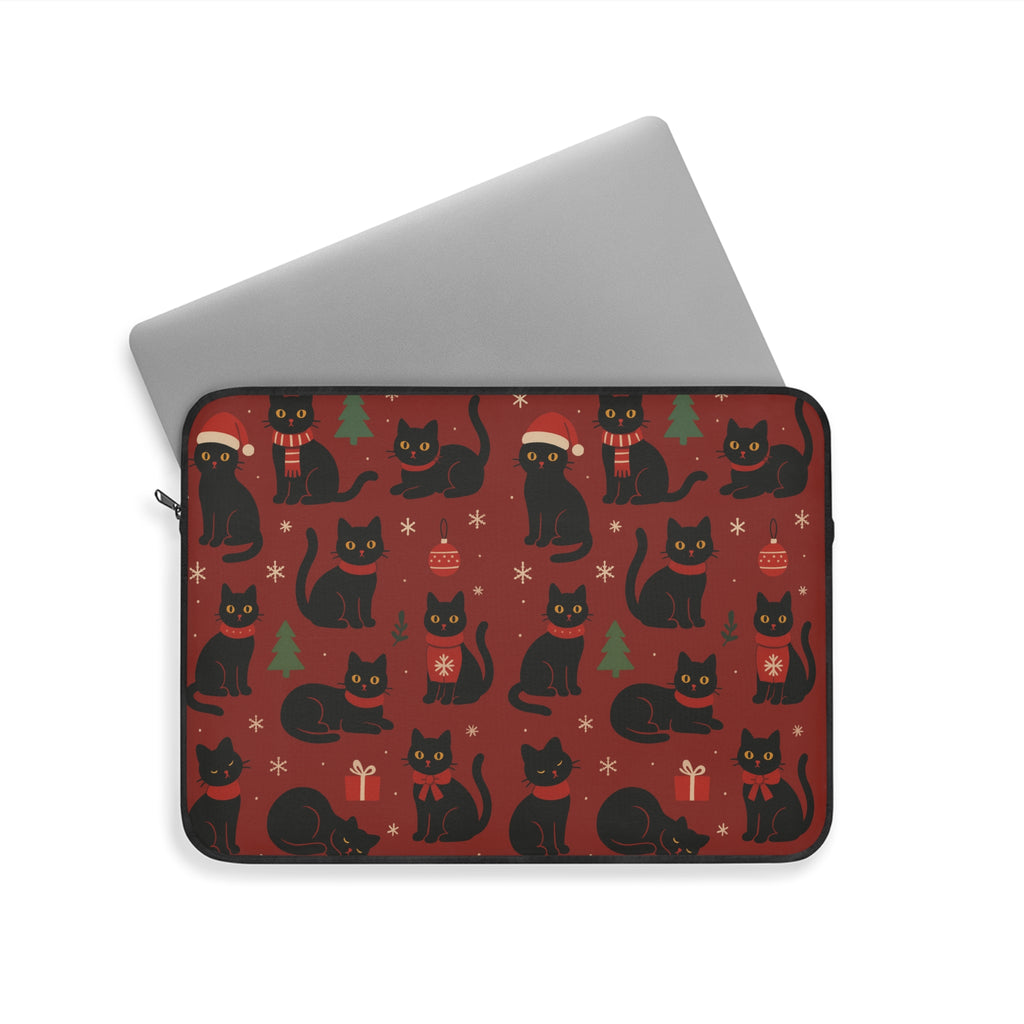 Christmas Black Cat Laptop Sleeve