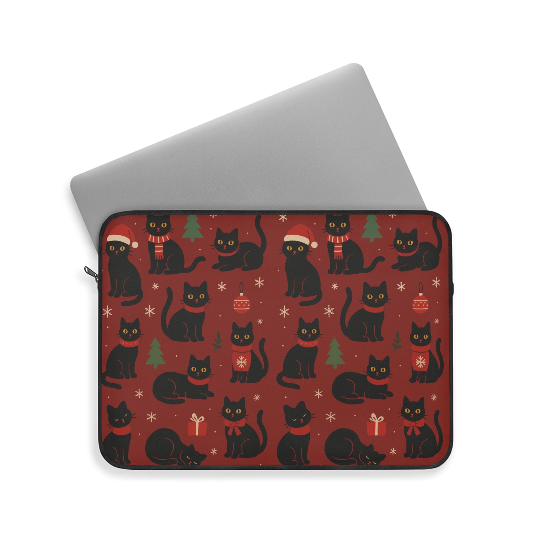Christmas Black Cat Laptop Sleeve
