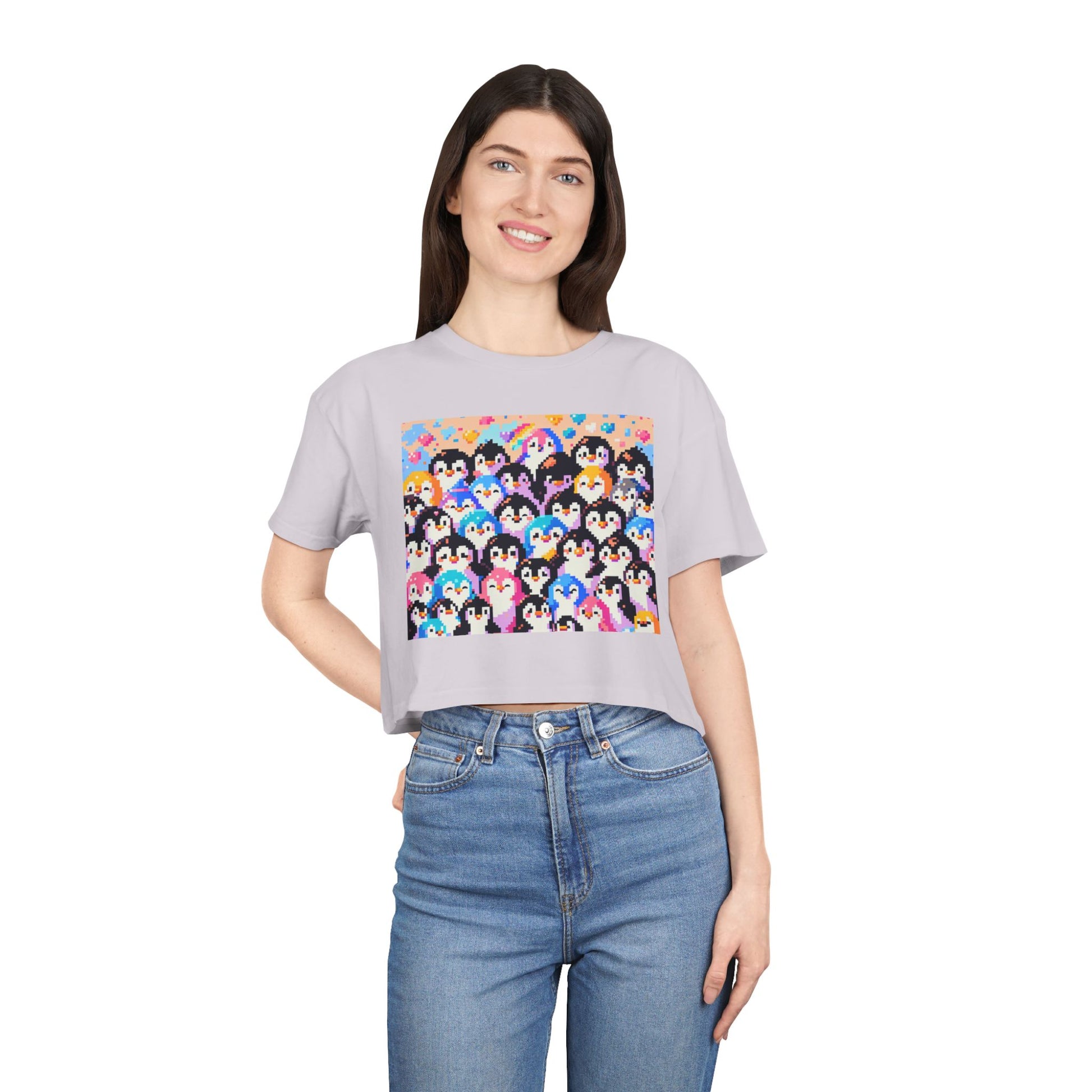 Colorful Penguin Crop Tee
